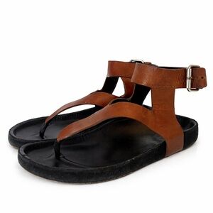 Isabel Marant Brown Leather Elwina Ankle Buckle Sandal size 37